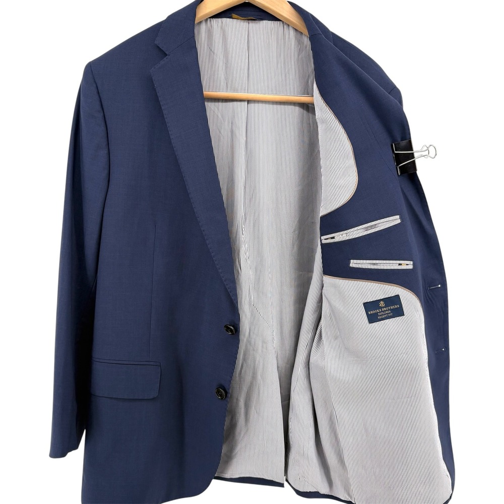 Brooks Brothers Explorer Regent Fit Blue Wool Blend Blazer Sport Coat Mens 46R